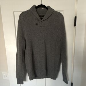 Banana Republic Men's Shawl Collar Pullover Sweater Gray Knit Long Sleeve M